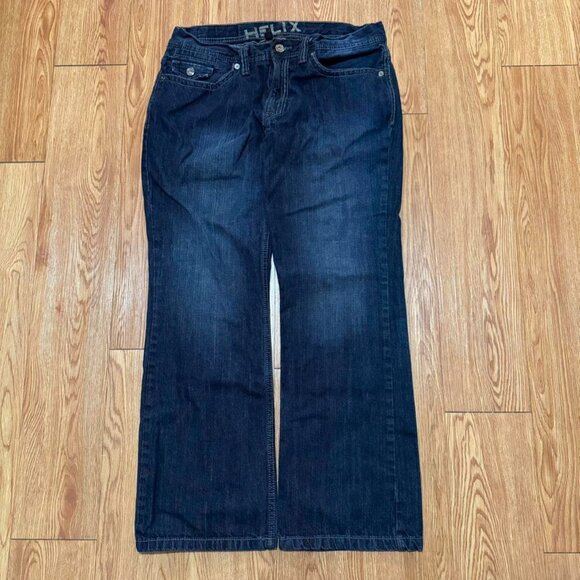 Helix‎ Y2K Baggy Dark Wash Blue Skater Grudge Jeans - Picture 1 of 8